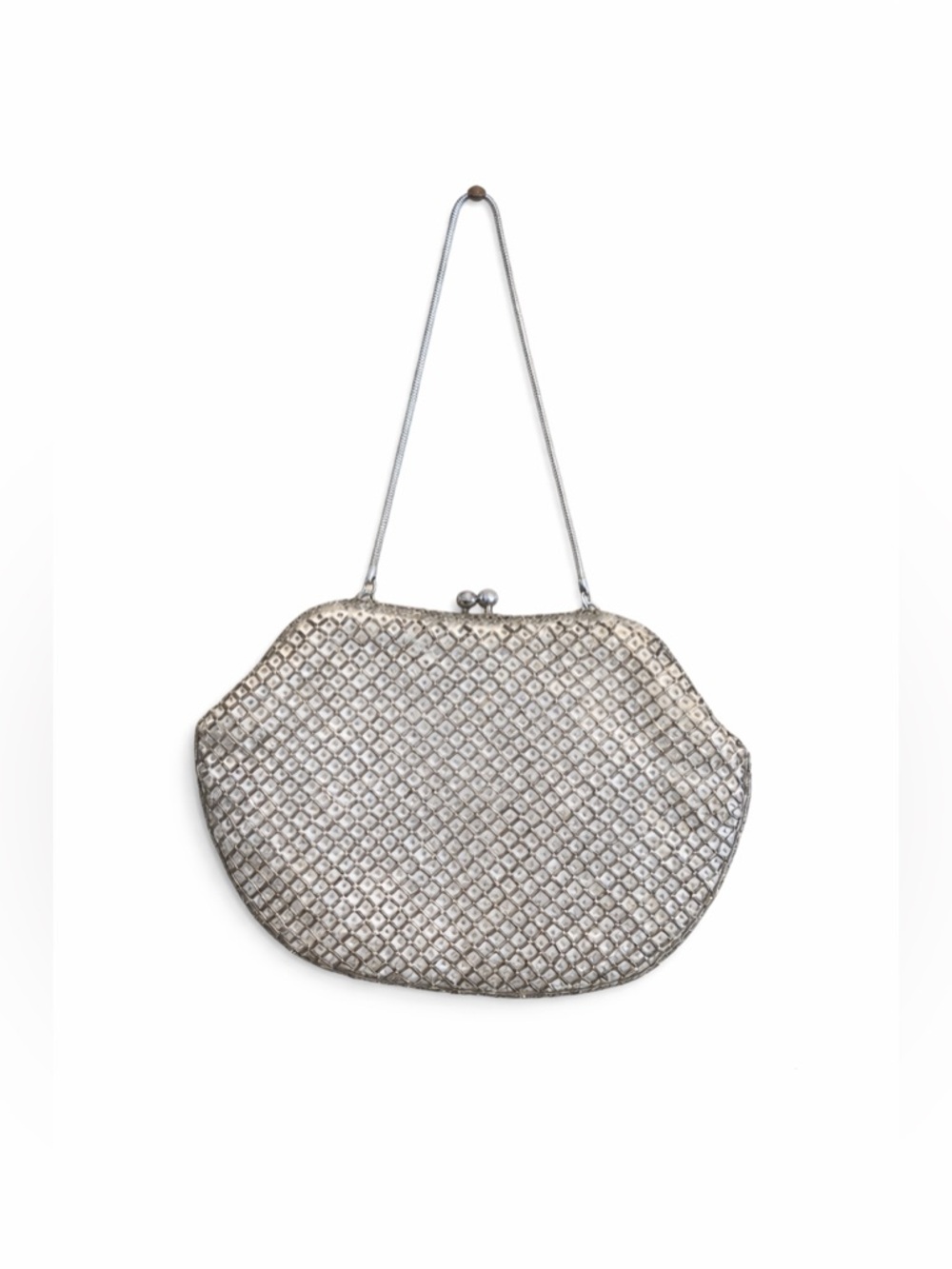 LA REGALE VINTAGE Women’s Silver Beaded Evening Clutch Bag